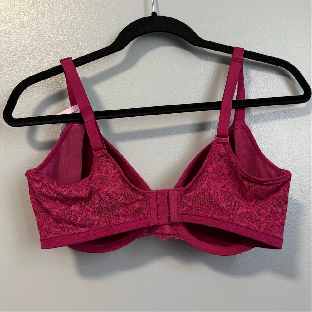 Bali Raspberry Red Breathe Cotton Modal T-Shirt Underwire Bra NEW 36D - Picture 4 of 4